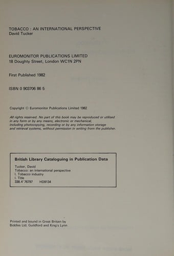 Tobacco: An International Perspective