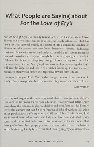 For the Love of Eryk Surviving Divorce, Parental Alienation and Life After