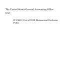 B-216657 Cost of DOD Homosexual Exclusion Policy