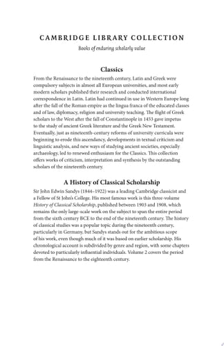 A History of Classical Scholarship From the Revival of Learning to the End of the Eighteenth Century in Italy, France, England and the Netherlands