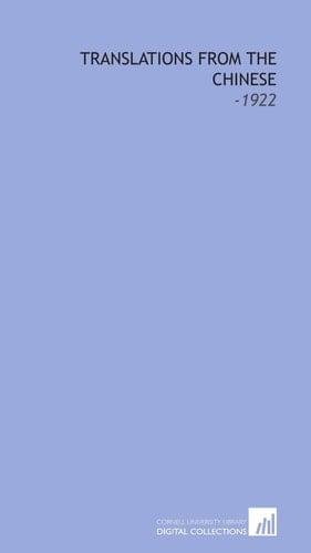 Translations From the Chinese: -1922