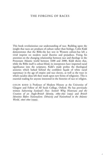 The Forging of Races Race and Scripture in the Protestant Atlantic World, 1600–2000
