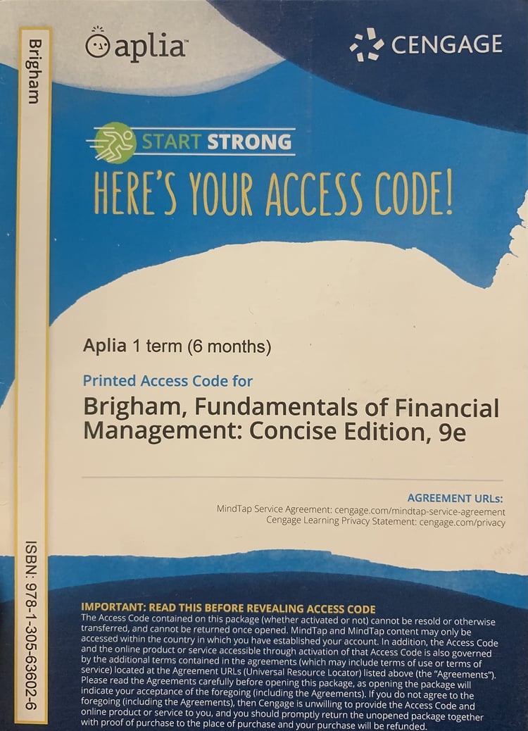 Cengage Access Code for Brigham, Fundamentals of Financial Management: Concise Edition, 9e