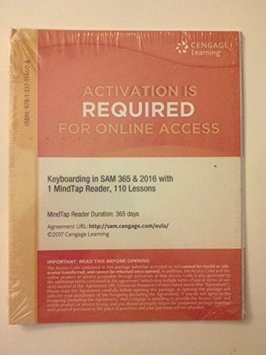 Keyboarding in SAM 365 & 2016 with MindTap Reader, 110 Lessons, 2 terms (12 months), Printed Access Card