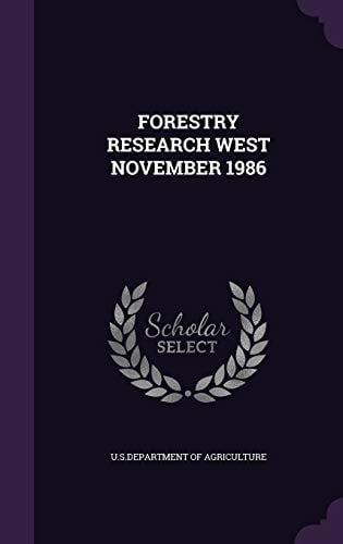 Forestry Research West November 1986