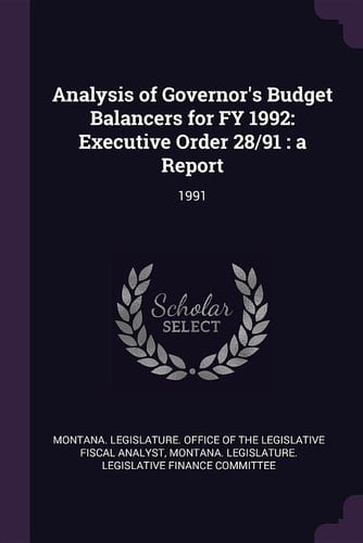 Analysis of Governor's Budget Balancers for Fy 1992 Executive Order 28/91: a Report: 1991