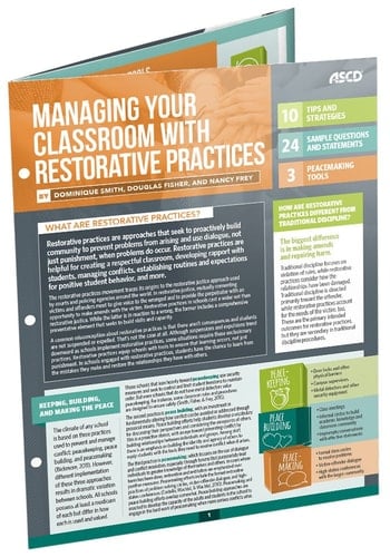 Managing Your Classroom with Restorative Practices Quick Reference Guide
