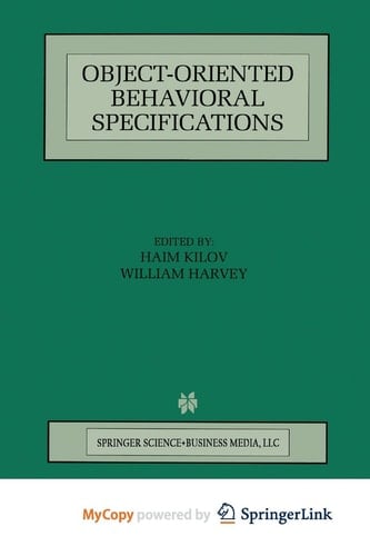 Object-Oriented Behavioral Specifications