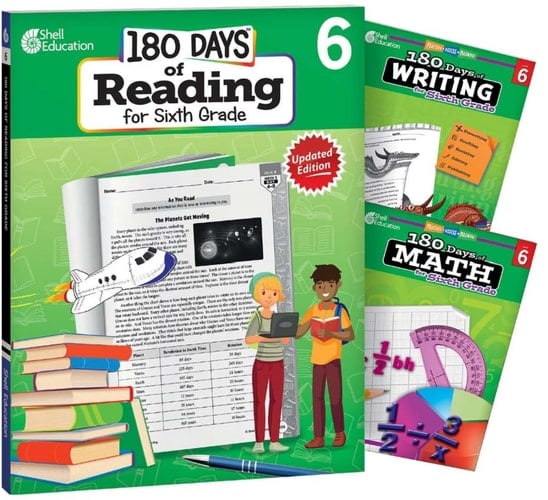 180 Days of Reading, Writing and Math for Sixth Grade 3-Book Set