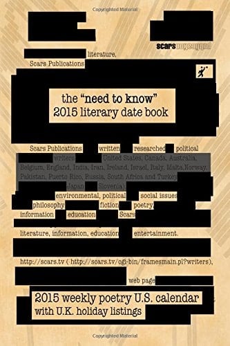 The Need to Know 2015 Literary Date Book Scars Publications 2014 Mini Poetry Collection Book and Calendar