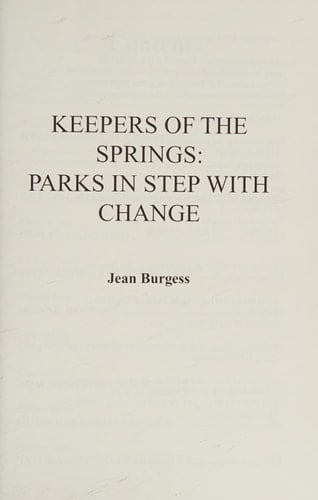 Keepers of the Springs Parks in Step with Change
