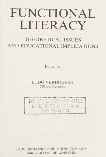 Functional Literacy: Theoretical Issues and Educational Implications (Studies in Written Language and Literacy)