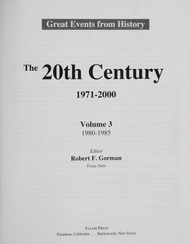 Great Events from History: 1980-1985