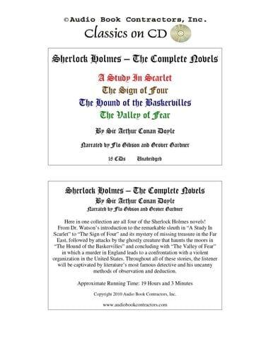Sherlock Holmes - The Complete Novels (Classic Books on CD Collection) [UNABRIDGED] (Classic Books on Cds Collection)