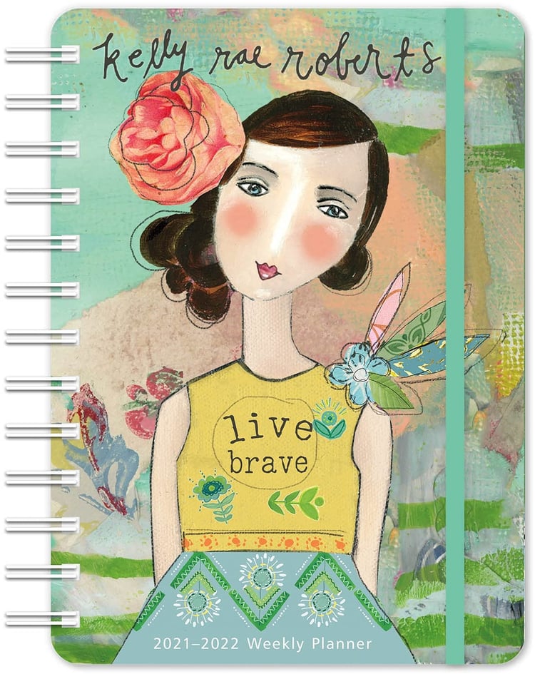 Kelly Rae Roberts 2022 Weekly Planner: On-the-Go 17-Month Calendar with Pocket (Aug 2021 - Dec 2022, 5" x 7" closed): Live Brave