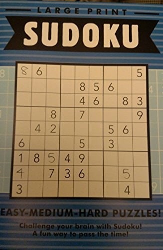 PAPP Large Print Sudoku Easy-Medium-Hard Puzzles (Blue)