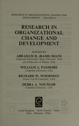 Research in Organizational Change and Development