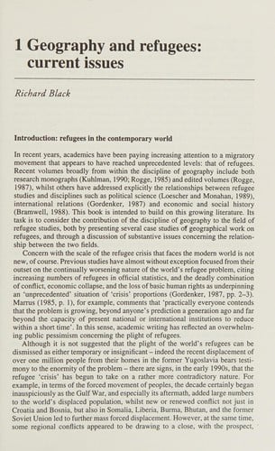 Geography and Refugees: Patterns and Processes of Change