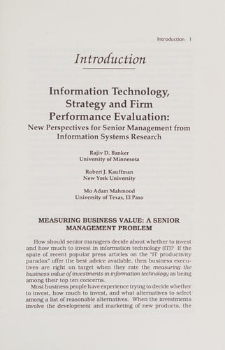 Strategic Information Technology Management: Perspectives on Organizational Growth and Competitive Advantage (Strategic Information Technology)