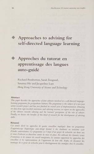 Learner Autonomy New Insights
