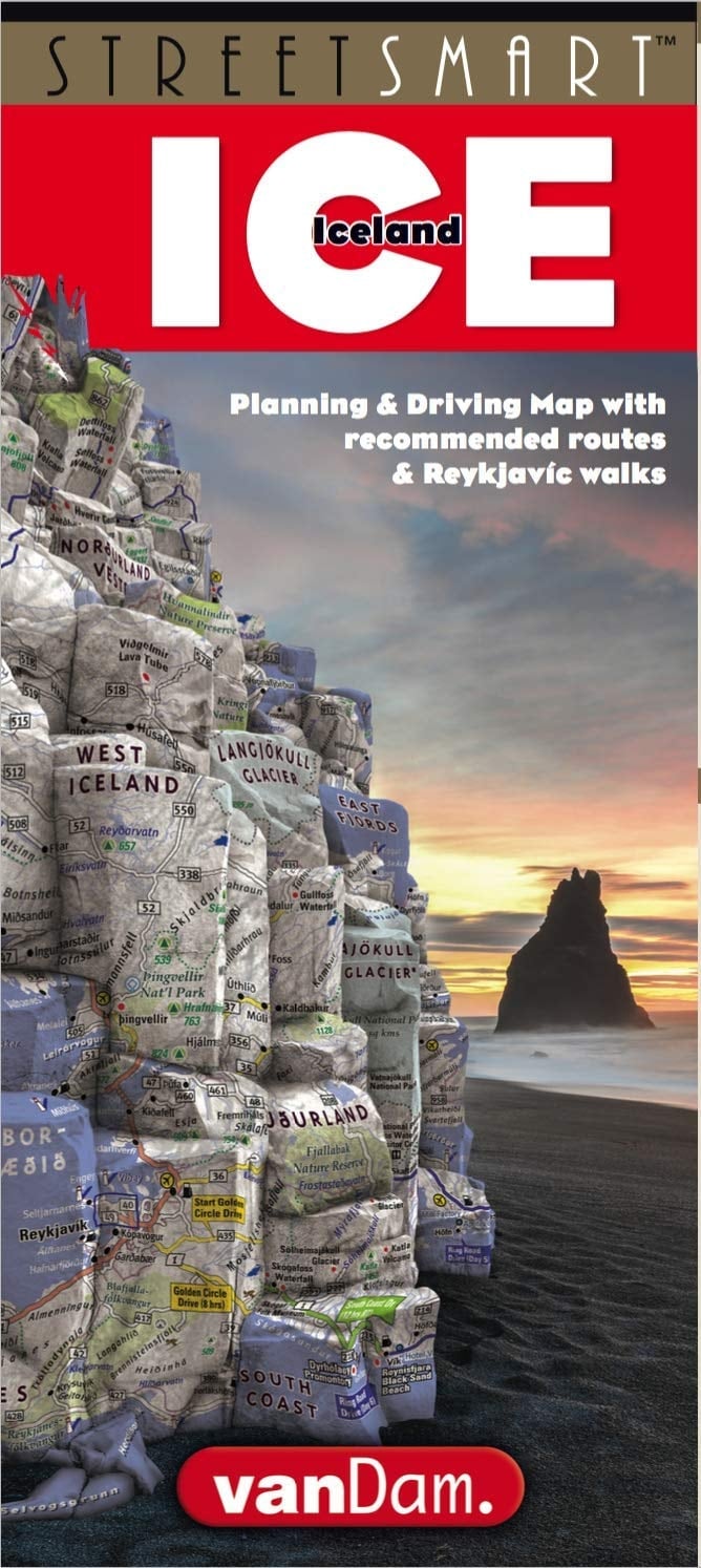 StreetSmart® Iceland Map by VanDam laminated pocket-size, country planning and driving map with all attractions, sights, hotels, restaurants, ... volcanoes and waterfalls 2021 edition.