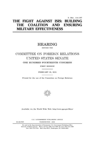 The Fight Against ISIS Building the Coalition and Ensuring Military Effectiveness