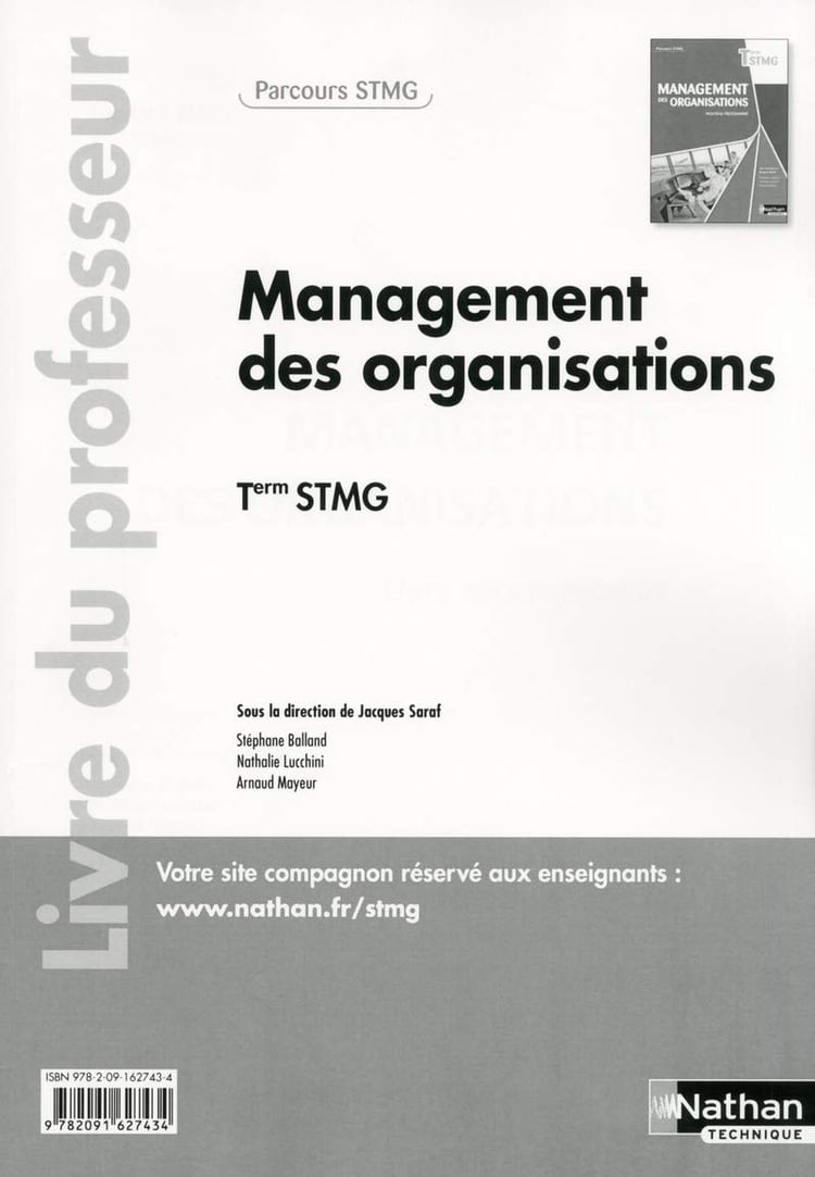 Management des organisations Tle STMG Livre du professeur