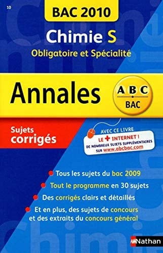 Chimie Tle S, obligatoire et spécialité Sujets corrigés