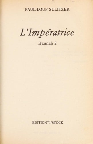 Hannah, tome 2: L'Impératrice