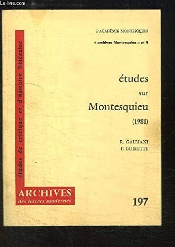 Etudes sur Montesquieu 1981