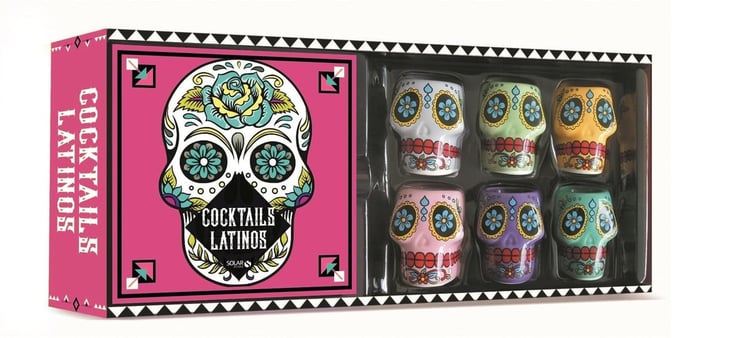 Cocktails latinos Coffret avec 6 verres à shot et 1 livre de recettes