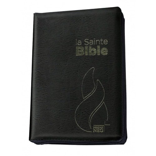 Bible Segond NEG compacte: couverture souple, fibrocuir noir, avec zipper, tranche or et onglets