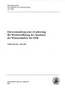Festveranstaltung zum 40. Jahrestag der Wiedereröffnung der Akademie der Wissenschaften der DDR: Leibniz-Tag am 4. Juli 1986 (German Edition)