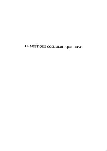 La Mystique cosmologique juive