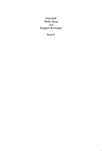 Festschrift Walter Haug und Burghart Wachinger