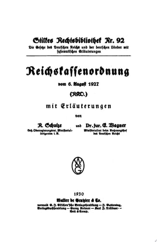 Reichskassenordnung vom 6. August 1927 (RKD)