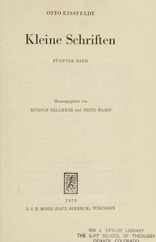 Kleine Schriften