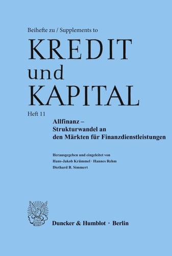 Allfinanz Strukturwandel an den Märkten für Finanzdienstleistungen