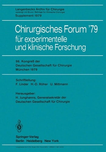 Chirurgisches Forum ’79 für experimentelle und klinische Forschung