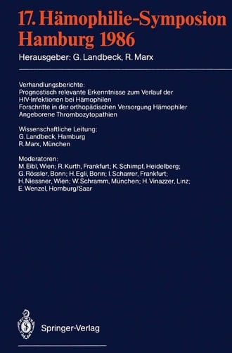 17. Hämophilie-Symposion Hamburg 1986