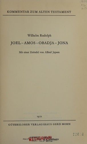 Joel, Amos, Obadja, Jona mit einer Zeittafel