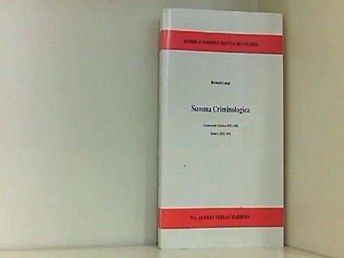Summa criminologica: 1952 bis 1979