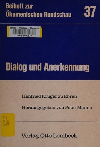 Dialog und Anerkennung Hanfried Krüger zu Ehren