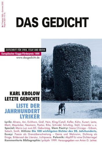 Das Gedicht Nr. 7 Zeitschrift für Lyrik, Essay und Kritik
