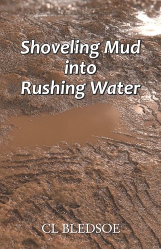 SHOVELING MUD INTO RUSHING WATER.