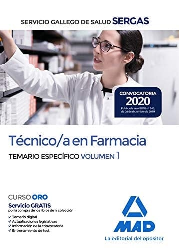Técnico/a en Farmacia del Servicio Gallego de Salud . Temario específico volumen 1 (Técnico/a en Farmacia de Servicio Gallego de Salud . Temario específico) (Spanish Edition)