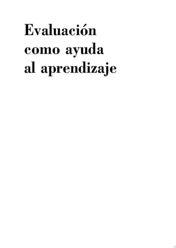Evaluación como ayuda al aprendizaje