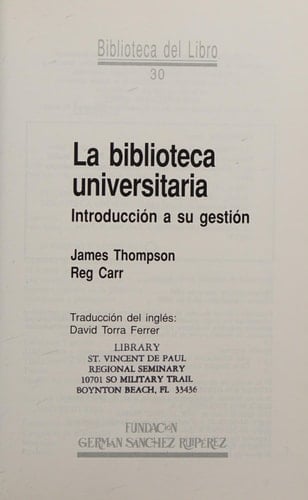 La biblioteca universitaria introducción a su gestión