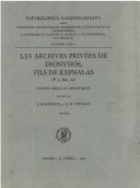 Les Archives privées de Dionysios, fils de Kephalas P.L. Bat. 22 : textes grecs et démotiques