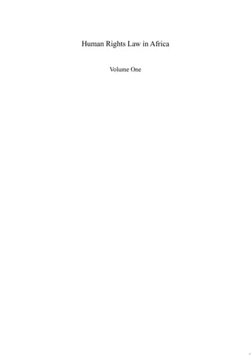 International Human Rights Law in Africa & Domestic Human Rights Law in Africa Volume 1